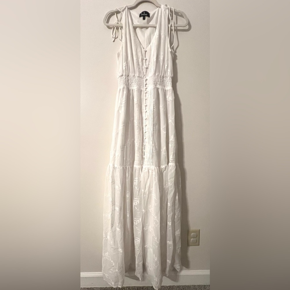 Lulu's White Embroidered Maxi Dress